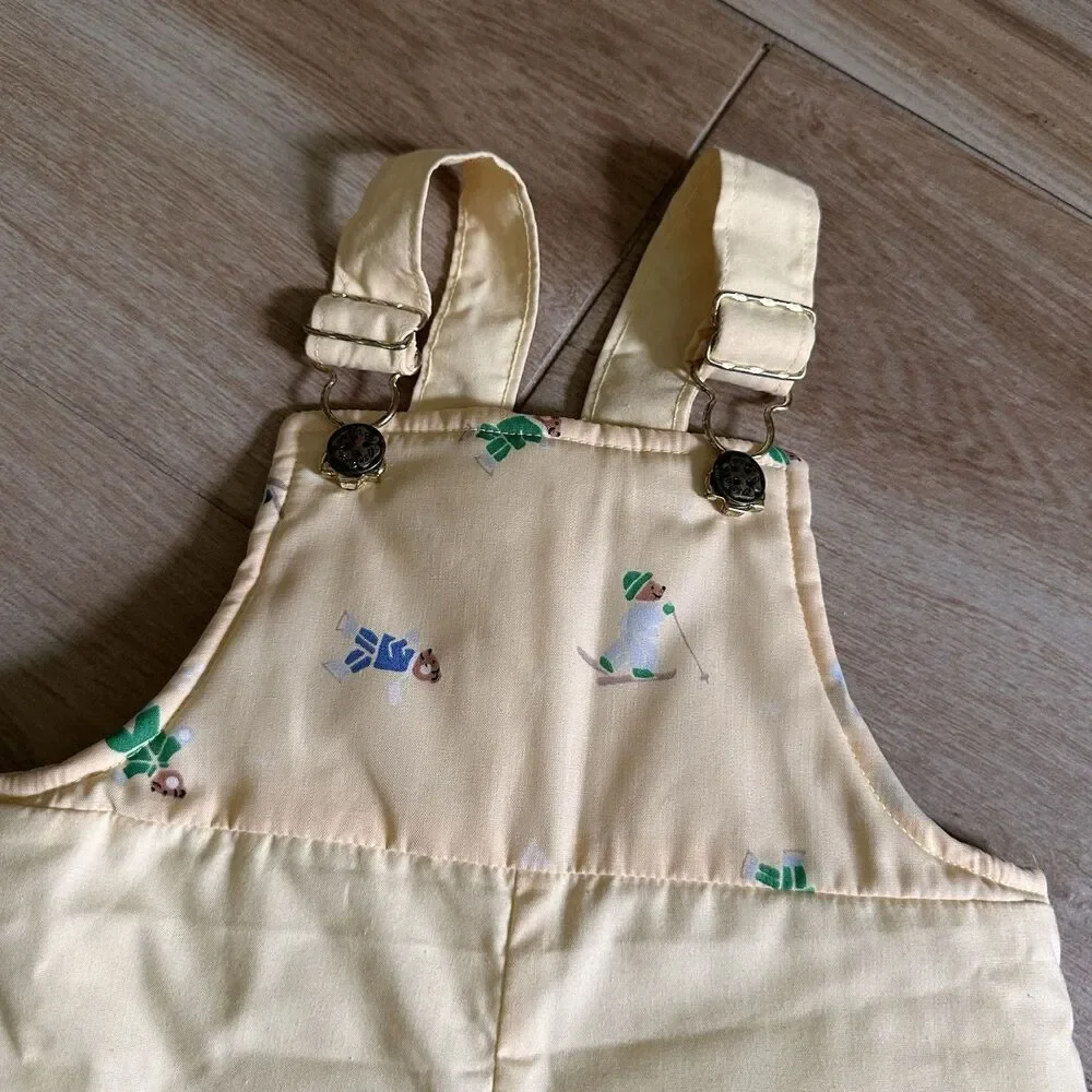 Vintage Oshkosh Bear Snow Bibs & Jacket Bunting Baby 12 Months Hooded Fleece USA